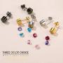GoldChic Jewelry 6 Pair/7 Pairs Round Clear CZ Faux Pearl/Bezel-set Stud Earings Set 5mm Interchangeable,Stainless Steel Earrings for Sensitive Ears,[Can Change Stone]