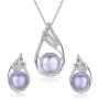 Stunning Flawless Pearl Stud Earrings & Silver Chain Pendant Set| Impeccable Quality Natural, Flawless Freshwater Pearl & 925 Sterling Silver| The Most Unique Fashion Jewelry Set (3 | Purple Pearls)