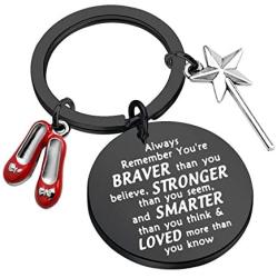AKTAP Dorothy Ruby Inspired Keychain Wizard of Dorothy Ruby Red Slippers Jewelry Inspirational Gift You’re Braver Than You Believe