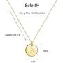 Befettly Initial Necklace,14K Gold-Plated Children Necklace Round Disc Double Side Engraved Hammered Name Necklace 16.5’’ Adjustable Personalized Alphabet Letter Pendant