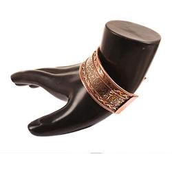 Touchstone Indian Beautifully Hammered Magnetic Healing Copper Peace Chakra Yoga Meditation Mantra Jewelry Bracelet for Women and Men.