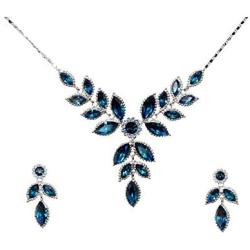 Faship Gorgeous Rhinestone Crystal Floral Necklace Earrings Set