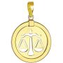 14K Yellow Gold Reversible Round Libra Scale Zodiac Sign Pendant
