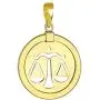 14K Yellow Gold Reversible Round Libra Scale Zodiac Sign Pendant 14K Yellow Gold Reversible Round Libra Scale Zodiac Sign Pendant