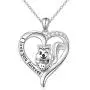 Sterling Silver Cute Animal Rainbow Unicorn Elephant Horse Squirrel in Heart Pendant Necklace for Women Girlfriend Gift
