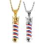 PAURO Unisex Stainless Steel Barber Shop Sign Pendant Turn Light Necklace