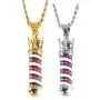 PAURO Unisex Stainless Steel Barber Shop Sign Pendant Turn Light Necklace