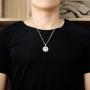 Jesus Bible Verse Gold Necklace for Mens with 21.6'' Chain Christian Jewelry Stainless Steel Personality Prayer English Engraved Coin Disc Medal Pendant