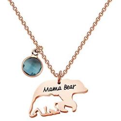 Zuo Bao Mama Bear Necklace Mom Necklace Mama and Baby Bear Necklace with 12 Months Birthstone Birthday Gift Family Jewelry for Her