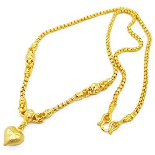 Heart Beaded 22k 23k 24k Thai Baht Yellow Gold GP Necklace Pendant Jewelry Women Heart Beaded 22k 23k 24k Thai Baht Yellow Gold GP Necklace Pendant Jewelry Women