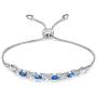 NINAMAID Womens 925 Sterling Silver Bracelet Jewelry Adjustable Women Cubic Zirconia Bolo Bracelet with Sparkling Round-Cut Zirconia in White Gold Plated Gifts for Women Teen Girls