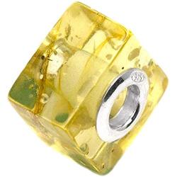 Ian and Valeri Co. Lemon Amber Sterling Silver Square Bead Charm