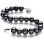 Kaitlyn Black 8-9mm A Quality Freshwater 925 Sterling Silver Cultured Pearl Bracelet For Women
