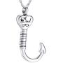 Heart-Shape Fish Hook Cremation Jewelry Ashes Urn Necklace Memorial Pendant Stainless Steel Waterproof Urn Pendant