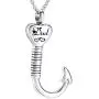 Heart-Shape Fish Hook Cremation Jewelry Ashes Urn Necklace Memorial Pendant Stainless Steel Waterproof Urn Pendant