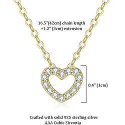 Beautysoul Sterling Silver Heart Necklace for Women Girls, 14K Gold Plated Dainty Love Heart Pendant Choker Layered Necklace with Shining Cubic Zirconia Valentines Day Gifts