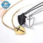 Put On The Full Armor of God Shield Necklace,Stainless Steel Cross Shield Necklace,Ephesians 6:10/Isaiah 54:17/Joshua 1:9b Jewelry for Men Women (with Gift Box)