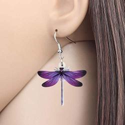 NEWEI Acrylic Charm Dragonfly Earrings Big Long Insect Animal Dangle Drop Jewelry For Women Teen Trendy Summer Gift Accessories