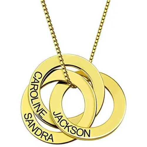 AILIN Personalized Russian Ring Engraved Name Necklace - Personalized 3 Circles Disc Jewelry AILIN Personalized Russian Ring Engraved Name Necklace - Personalized 3 Circles Disc Jewelry