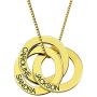AILIN Personalized Russian Ring Engraved Name Necklace - Personalized 3 Circles Disc Jewelry