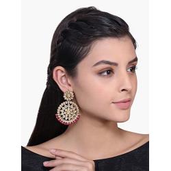 Aheli Ethnic Indian Traditional Faux Kundan Round Chandbali Dangle Earrings Wedding Party Wear Fashion Jewelry for Women