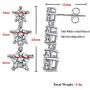 Women Stud Earring 925 Sterling Silver Drop Stud with 18k White Gold Plated 5A Cubic Zirconia Dangle Earring for Women Girls