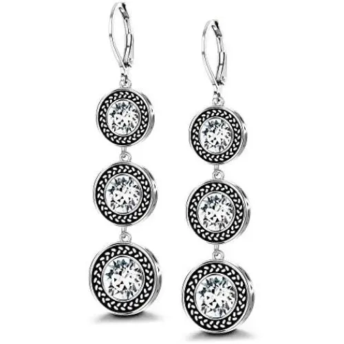 Sllaiss Lever-Back Drop Earrings Swarovski Crystal Vintage Dangle Earrings for Women Round-Cut Earrings Jewelry for Anniversary Birthday Sllaiss Lever-Back Drop Earrings Swarovski Crystal Vintage Dangle Earrings for Women Round-Cut Earrings Jewelry for Anniversary Birthday