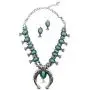 Jayde N Grey Turquoise Squash Blossom Navajo Bohemian Womens Southwestern Statement Choker Necklace & Earrings Bundle: Set & Jewelry Bag