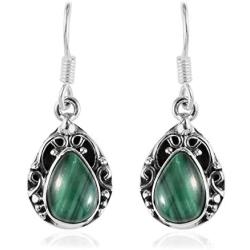 Shop LC Womens Green Malachite Dangle Drop Earrings Vintage Tribal Prom Jewelry Mothers Day Gifts for Women (Oval/Round/Leaf)