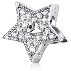 BAMOER 925 Sterling Silver Charms for Pandora Bracelets Cat Dog Bird Star Heart Birthday Cake Beads Charm Jewelry Gifts for Women