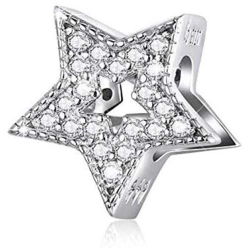 BAMOER 925 Sterling Silver Charms for Pandora Bracelets Cat Dog Bird Star Heart Birthday Cake Beads Charm Jewelry Gifts for Women