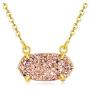 Ellena Rose Dainty Druzy Necklace, 100 Percent Natural Druzy, 14K Gold Plated Oval Druzy Pendant Necklace Women, Druzy Necklaces Women, Genuine Druzy Jewelry