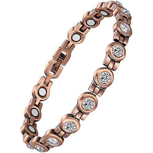 WELMAG® Copper Magnetic Bracelet for Women, Beauty Therapy Copper Magnetic Bracelets Pain Relief Bracelets Magnetic Clasp Women Free Link Removal Tool