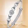 smallwoodi Bangle Bracelet, Hollow Bead Charm Bracelet Bangle Fashion Women Adjustable Party Womens 925 Sterling Similar Silver beads Jewelry Christmas Gift for Men for Women Silver