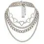 Punk Hollow Hearts Lolita Chunky Thick Chain Collar Necklace Gothic Key Lock Spike Aphabet Black Leather Choker Thin Link Necklace for Women Girls Cool Party Cosplay Chic Style Jewelry Gift