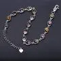 QITIAN 925 Sterling Silver Bracelet - 4.38Ct Oval Mixed Bracelet Birthstone Bracelet Nature Tourmaline Bracelet Christmas Gift For Women Girls, Chain Length 6.7''+1.2'' Extend