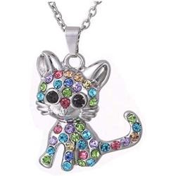 SUNSCSC Animal Cat Pendant Necklace Jewelry for Women Girls CZ Dog Lover Gifts Daughter Loved Necklace