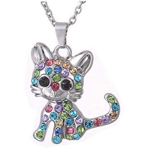 SUNSCSC Animal Cat Pendant Necklace Jewelry for Women Girls CZ Dog Lover Gifts Daughter Loved Necklace
