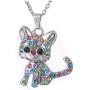 SUNSCSC Animal Cat Pendant Necklace Jewelry for Women Girls CZ Dog Lover Gifts Daughter Loved Necklace