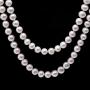 JYX Pearl Double Strand Necklace Classic 8-9mm White Freshwater Pearl Long Strand Necklace Opera Length 32''