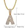 AIJIAO Iced Out Big Letter Pendant Necklace for Men Women Customized Name Personalized Hip Hop Full of Diamonds Gold/Silver