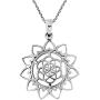 AeraVida Sacred Geometry Lotus Flower of Life Heart Sterling Silver Necklace