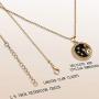 Burpada 2 Pcs Zodiac Coin Necklace 12 Constellation 14K Gold Plated Round Pendant Astrology Horoscope Necklace Gift for Women Girl