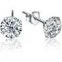 .925 Sterling Silver Hypoallergenic Black, White, Amethyst, Citrine, Garnet, Pink Cubic Zirconia Stud Earrings, Round Brilliant, Princess, Heart, Star, Triangle, 4mm - 11mm (Choice of Shapes & Sizes)