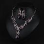 Hamer Costume Jewelry Purple and White Crystal Choker Pendant Statement Charm Necklace and Earrings Sets Women