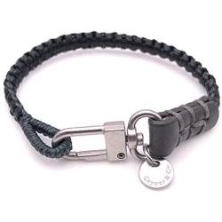 Mens Reversible Hand-Knotted Waxed Cord Bracelet - Gray & Black