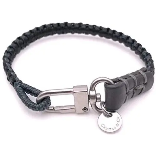 Mens Reversible Hand-Knotted Waxed Cord Bracelet - Gray & Black Mens Reversible Hand-Knotted Waxed Cord Bracelet - Gray & Black