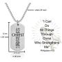 VI.SPORT Bible Verse Football Player Number 10 Necklace Dog Tag Pendant Religious Philippians 4:13 I Can Do All Things Jewelry