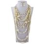 GRACE JUN Multilayer Strand Chain Faux Pearls Flapper Beads Cluster Long Choker Necklace