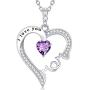 Birthday Gifts for Mom Sterling Silver I Love You Mom Necklace March April Birthstone Aquamarine Simulated Diamond Garnet Amethyst Necklace